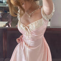 Pink Harajuku Lace-Up Mini Dress