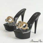 Pink High Heels Platform Slippers with Metal Chain - Sizes 34-43
Transparent PVC Sandals for Women - Party Stripper Shoe