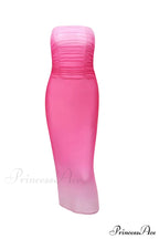 Pink Ombre Strapless Dress