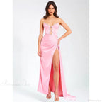 Pink Satin Strapless Party Dress