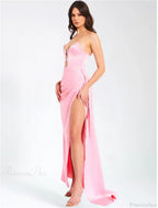 Pink Satin Strapless Party Dress