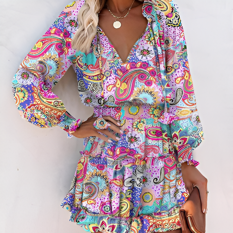 Hana Timeless Mini Dress Floral Chiffon Chic Silhouette Collection