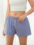 Plaid Button Lounge Pajama Short