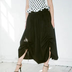 Plaid Drawstring Maxi Skirt