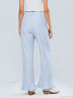 Plaid Flared Drawstring High Waist Casual Pant