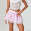 Plaid Floral Lace Patchwork Skirt