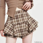 Plaid Frill Detail Skirt