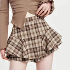 Plaid Frill Detail Skirt