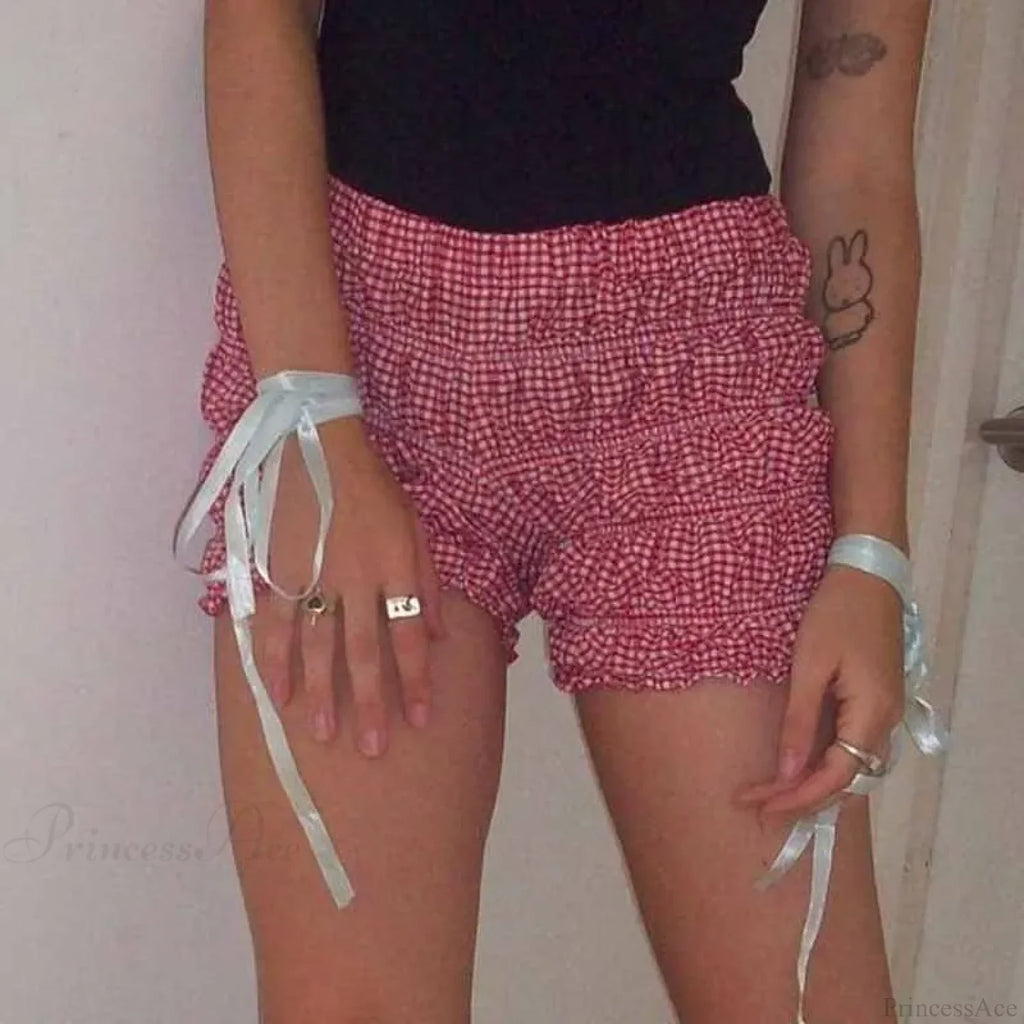 Plaid Frill Tiered Low-Rise Short