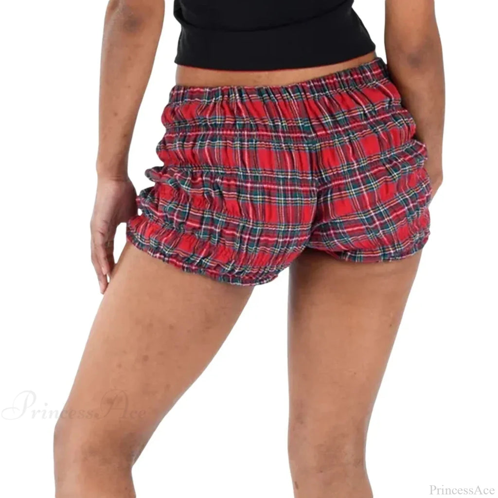 Plaid Frill Tiered Low-Rise Short