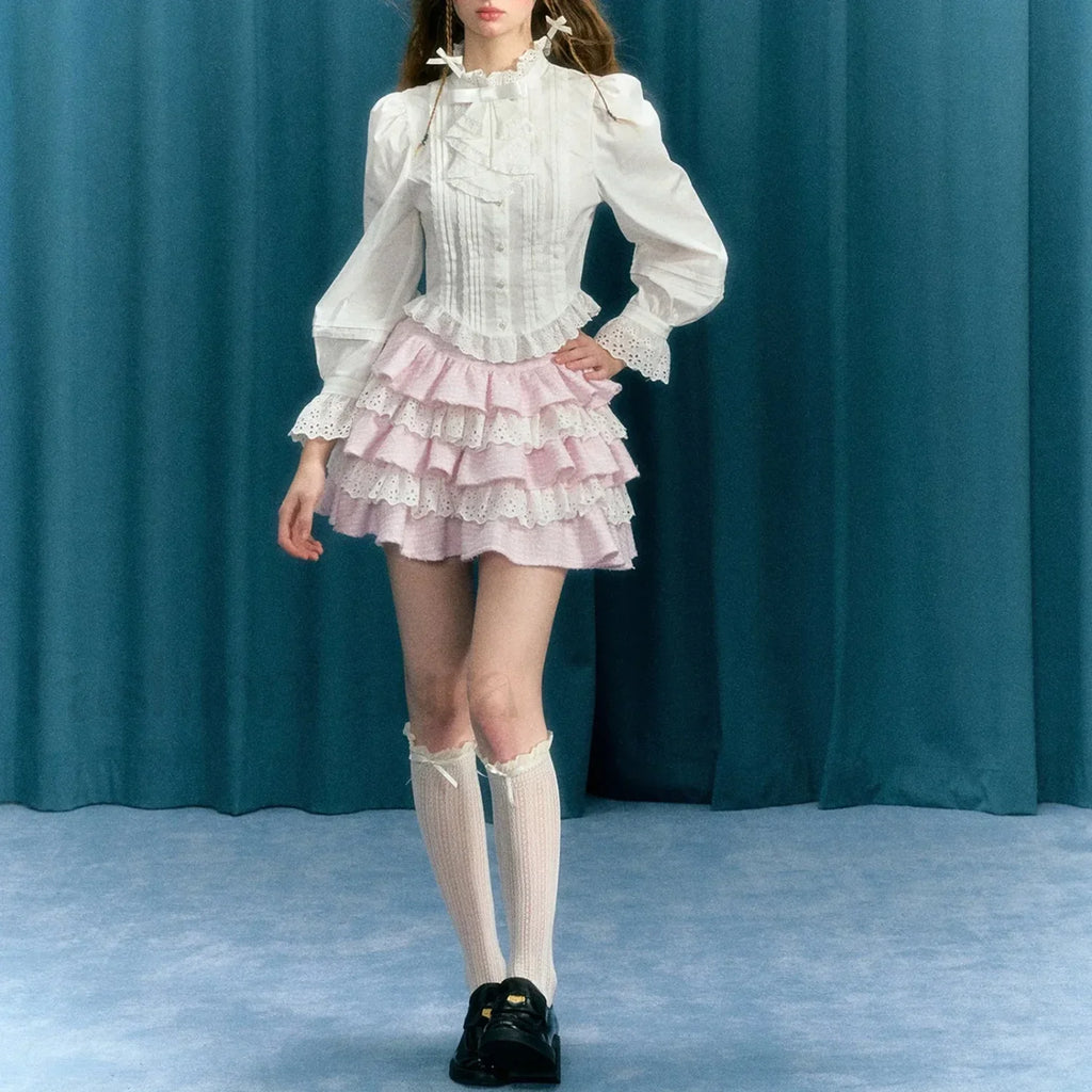 Plaid Lace Patchwork Skirt