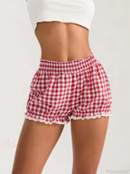 Plaid Lace Ruffle Bloomer Short