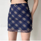 Plaid Mesh Bodycon Harajuku Skirt