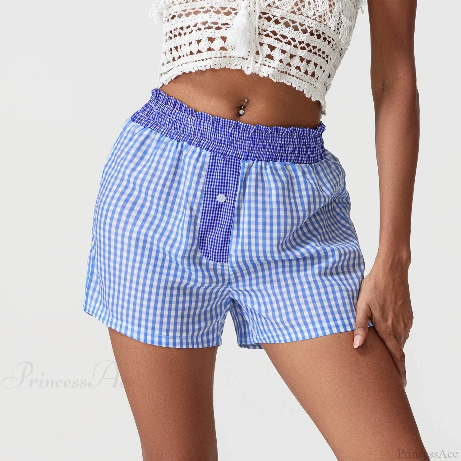 Plaid Patchwork Loose Lounge Short