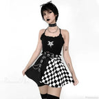 Plaid Patchwork Pleated Mini Skirt