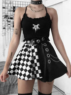 Plaid Patchwork Pleated Mini Skirt