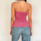 Plaid Print Tube Top Backless Slim Fit Crop Top
