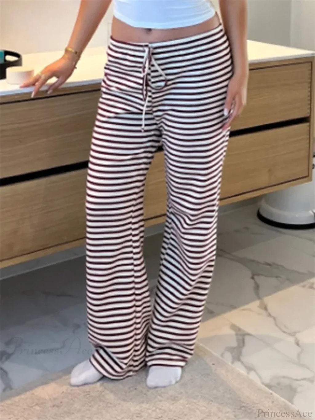 Plaid Print Wide Leg Casual Spring Summer Pant
