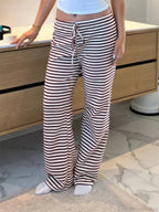 Plaid Print Wide Leg Casual Spring Summer Pant