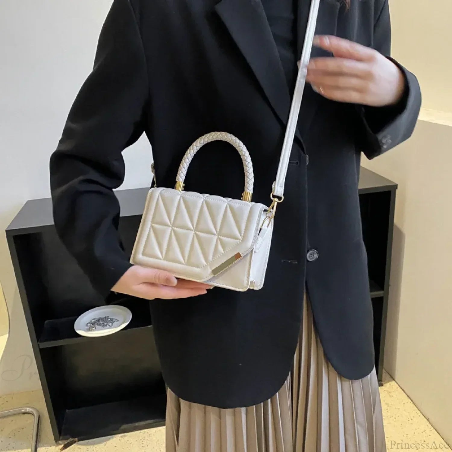 Plaid PU Leather Designer Crossbody Handbag