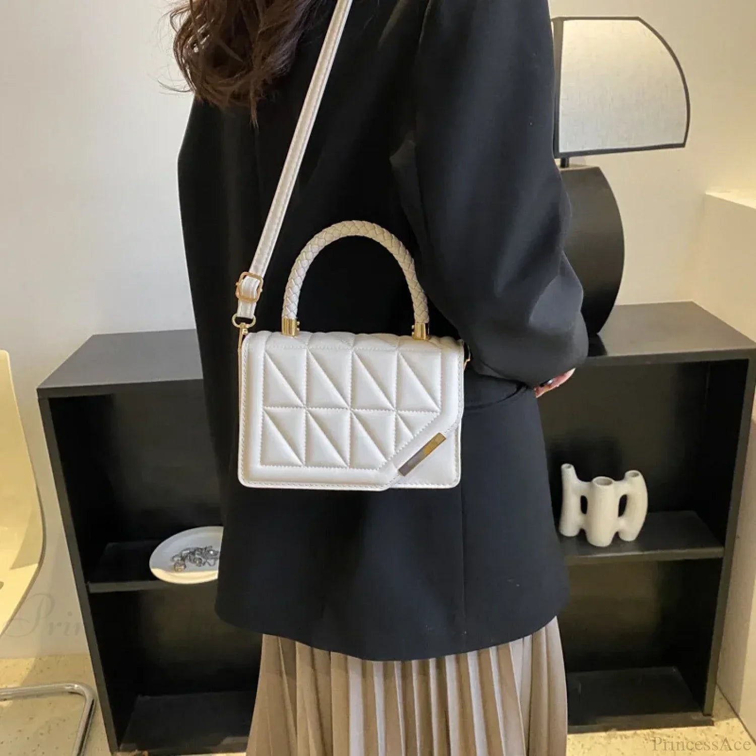 Plaid PU Leather Designer Crossbody Handbag