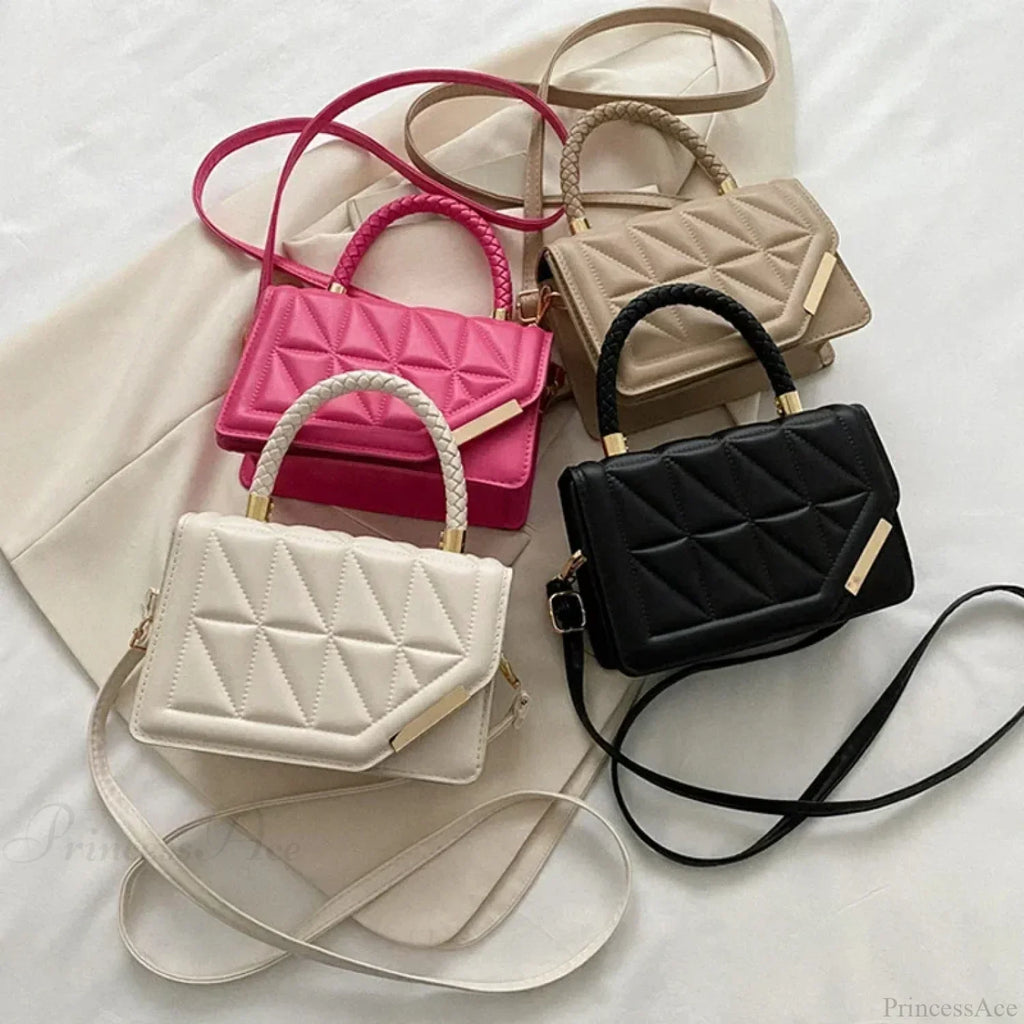 Plaid PU Leather Designer Crossbody Handbag