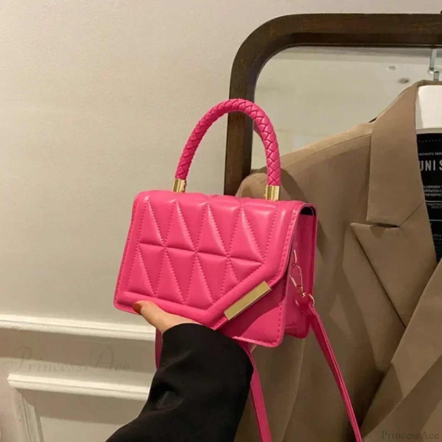 Plaid PU Leather Designer Small Crossbody Handbag
