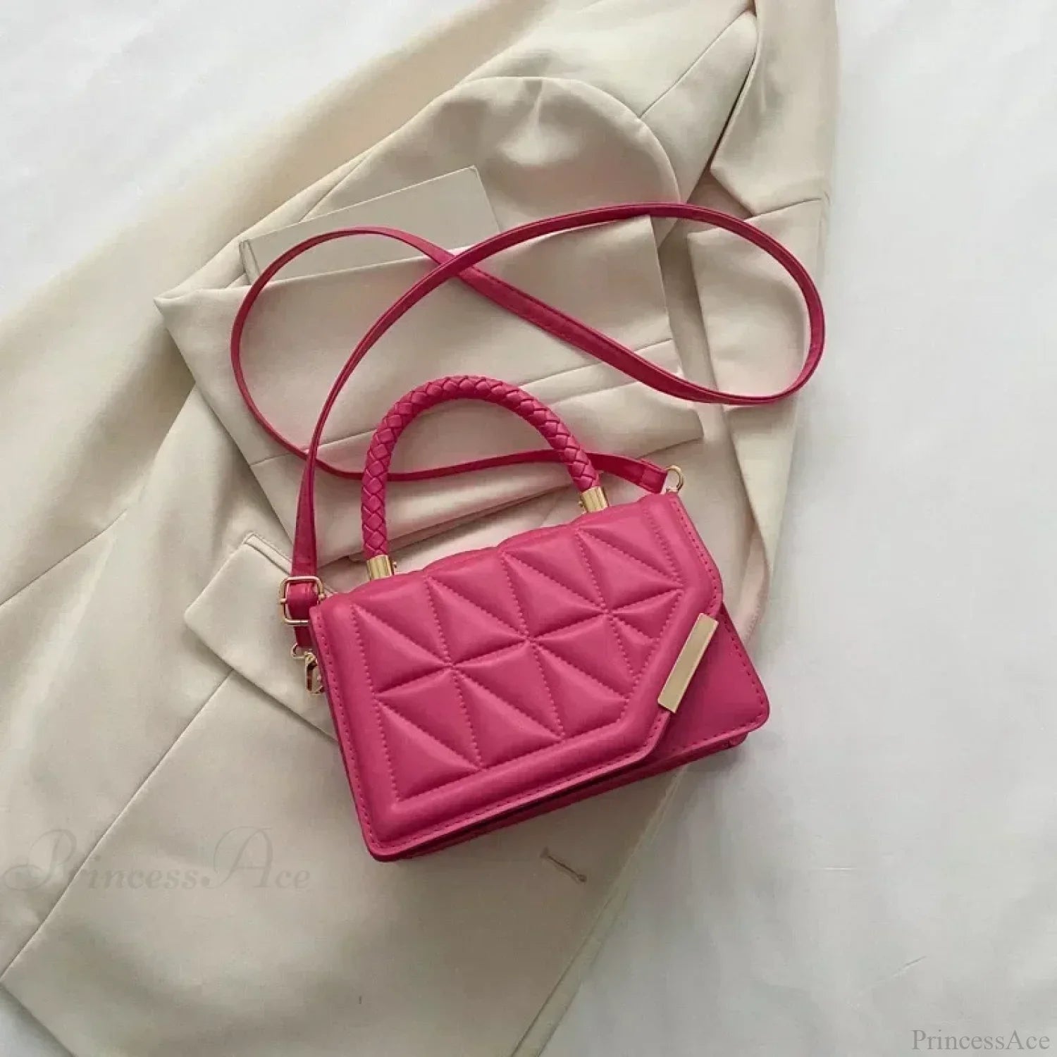 Plaid PU Leather Designer Small Crossbody Handbag