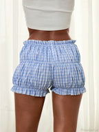 Plaid Ruched Ruffle Bloomer Short