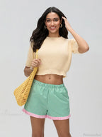 Plaid Ruffle Hem Loose Short
