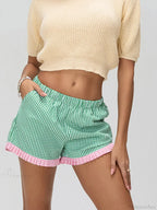 Plaid Ruffle Hem Loose Short