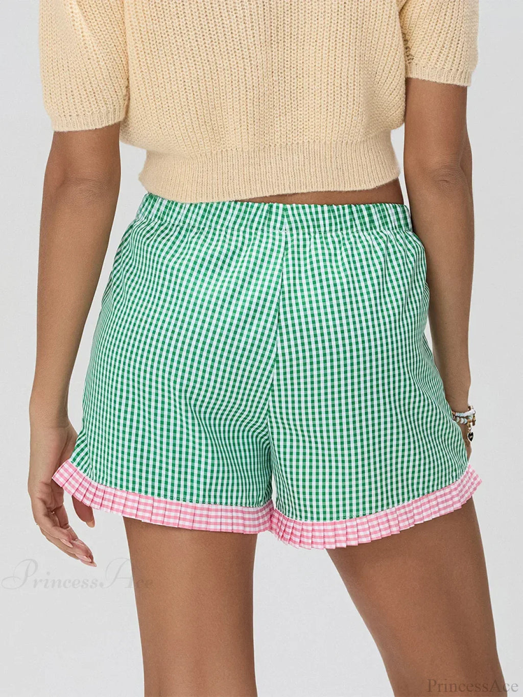 Plaid Ruffle Hem Loose Short