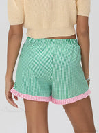 Plaid Ruffle Hem Loose Short