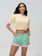 Plaid Ruffle Hem Loose Short
