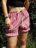Plaid Ruffled Drawstring Bloomer Short