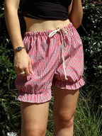 Plaid Ruffled Drawstring Bloomer Short