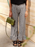 Plaid Ruffled Hem Elastic Waist Loose Pajama Pant