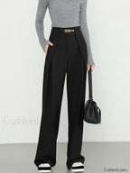 Plain Pockets Straight Pants