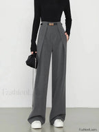 Plain Pockets Straight Pants