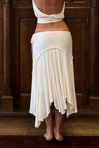 Pleated Asymmetrical Midi Skirt