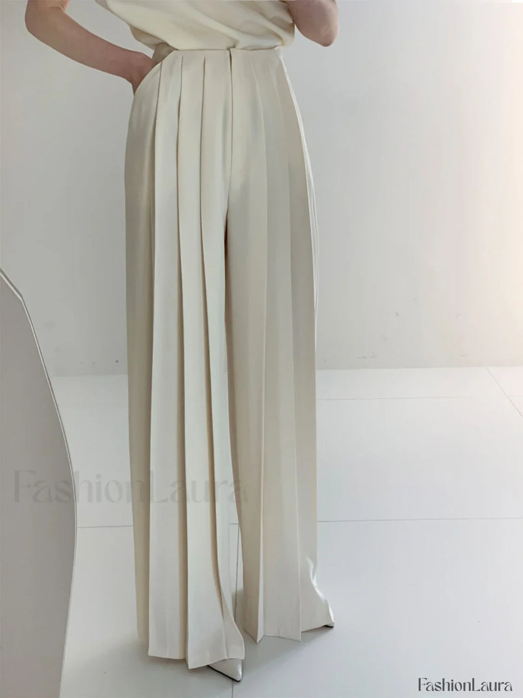 Pleated High Waist Wide Leg Pants
