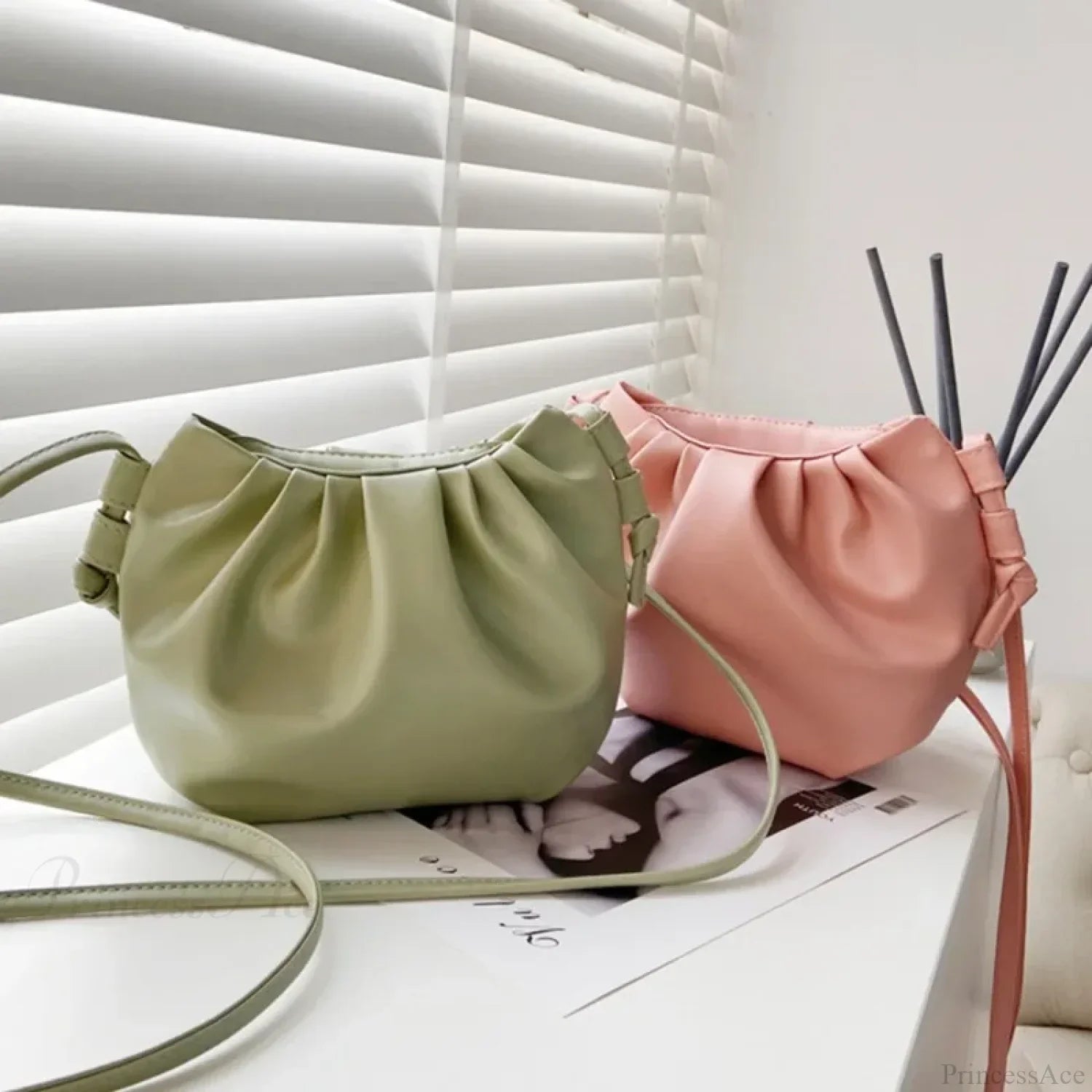 Pleated Mini Zipper Cloud Crossbody Bag