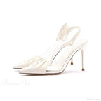 Pleated Pointed Thin Heeled Shoes Summer Sexy Back Empty Shallow Mouth High Heel