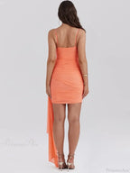 Pleated Ribbon Slim Bodycon Vacation Dress