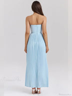 Pleated Waist Wrap A-line Maxi Vacation Dress