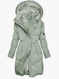 | Women’s Long Quilted Hooded Coat