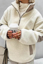 Plush Fleece Stand Collar Loose Sweatshirt
