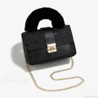 Plush Small Square Printed Messenger Handbag