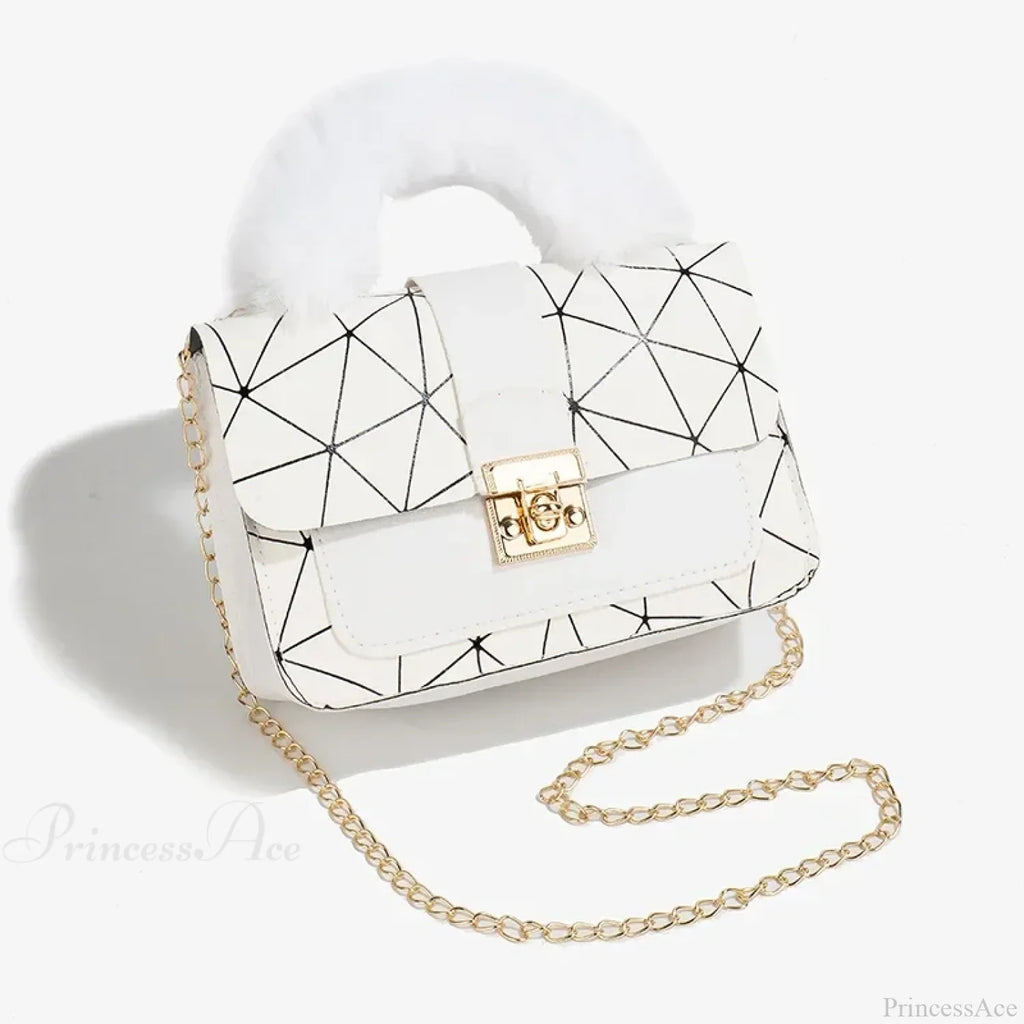 Plush Small Square Printed Messenger Handbag