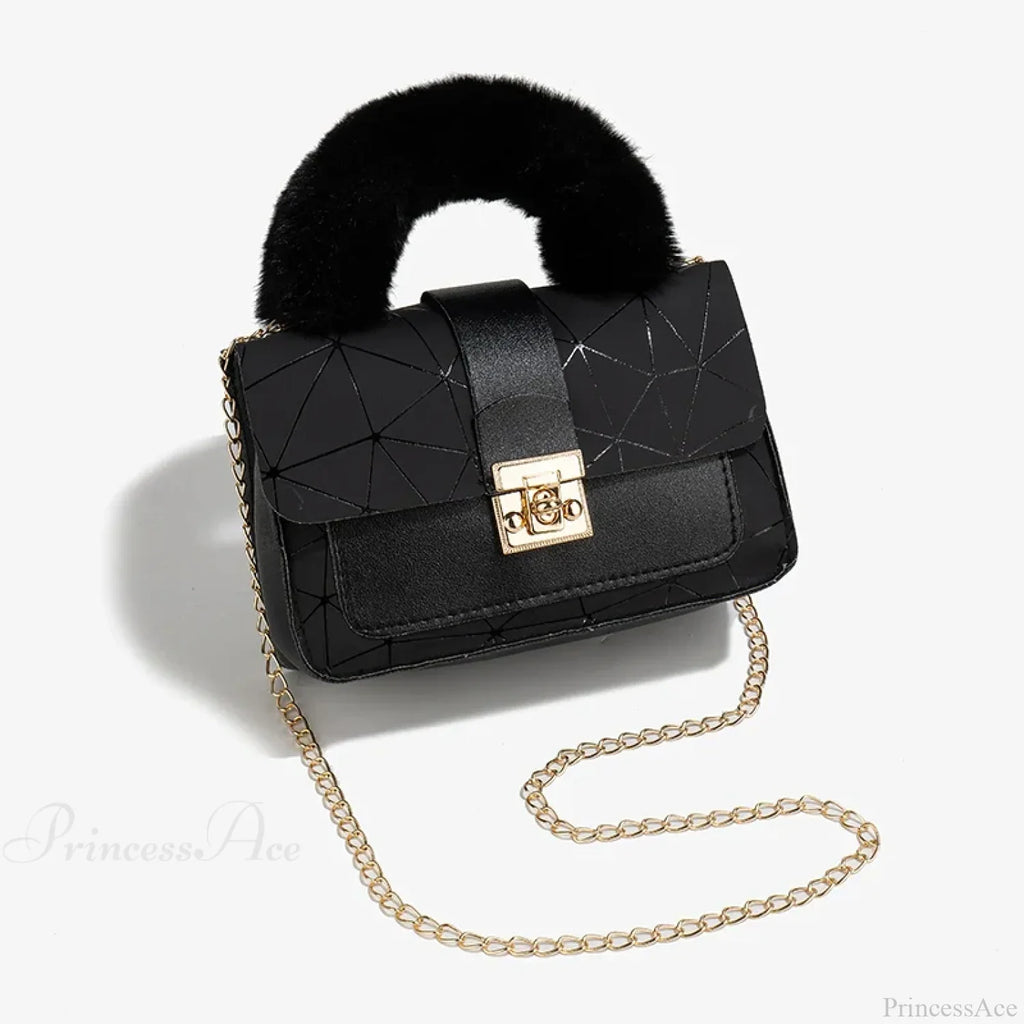 Plush Small Square Printed Messenger Handbag